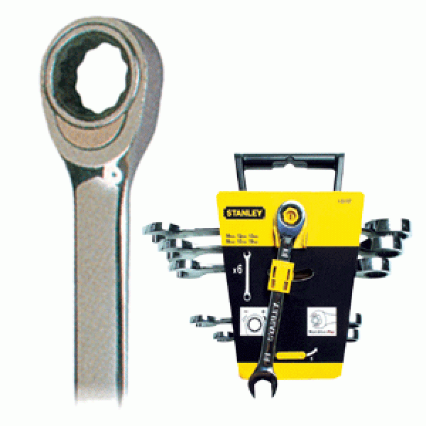 Stanley 4-89-907 - Набор комбинированных ключей с храповиком в головке накидного ключа (6шт., метр.)